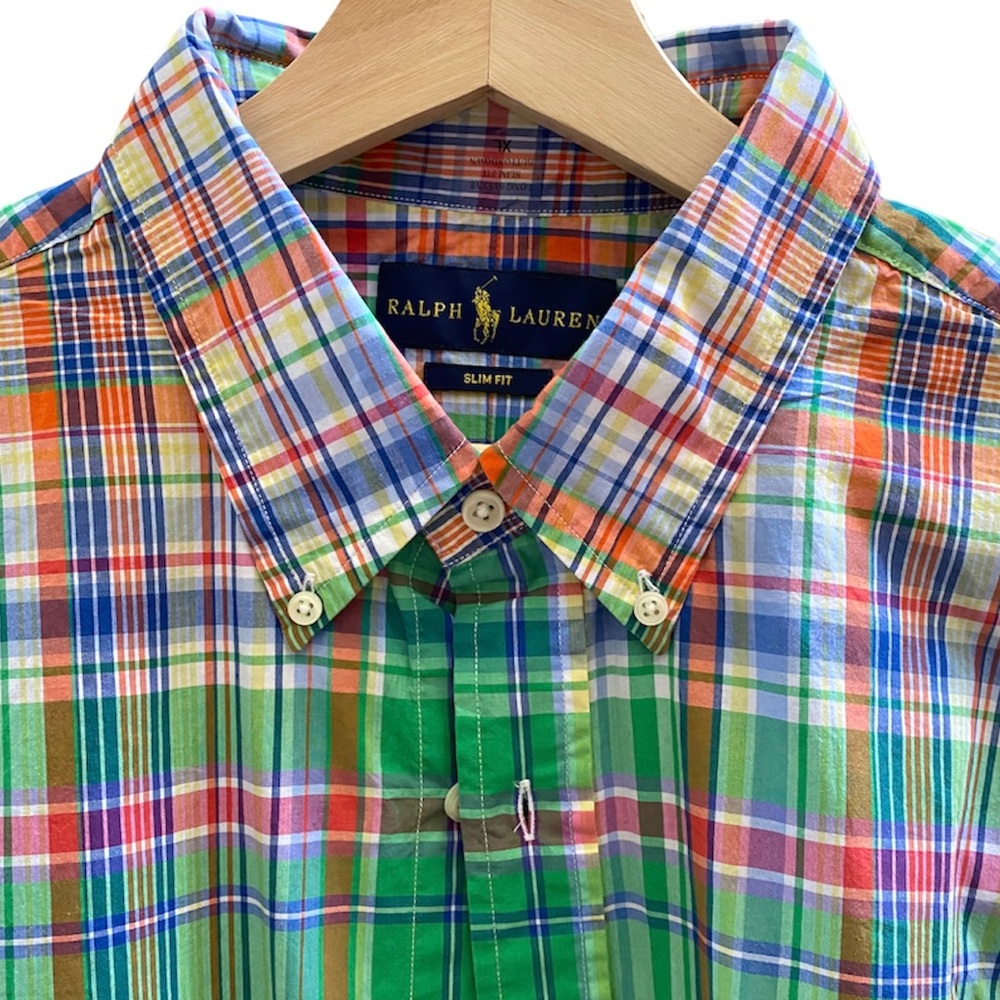 RALPH LAUREN Slim Fit 100% Cotton Plaid Men’s Shirt Size XL New With Tags NWT